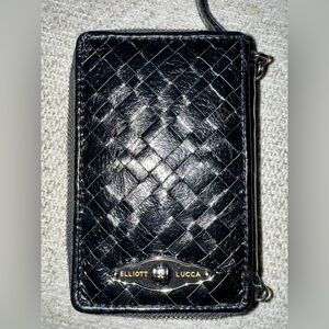 Elliott Luca Wallet Wristlet Woven Black Leather